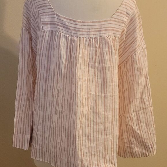 Rachel Zoe stripped. Linen peasant boho top size - Picture 3 of 10